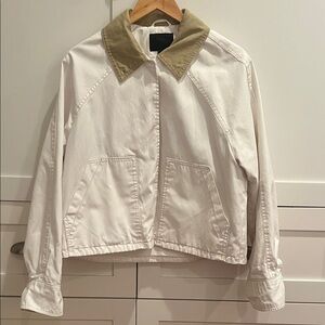 Zara women’s coated white jacket with canvas collar